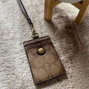 Coach Signature C Brown Lanyard, Badge ID Credit Card Holder